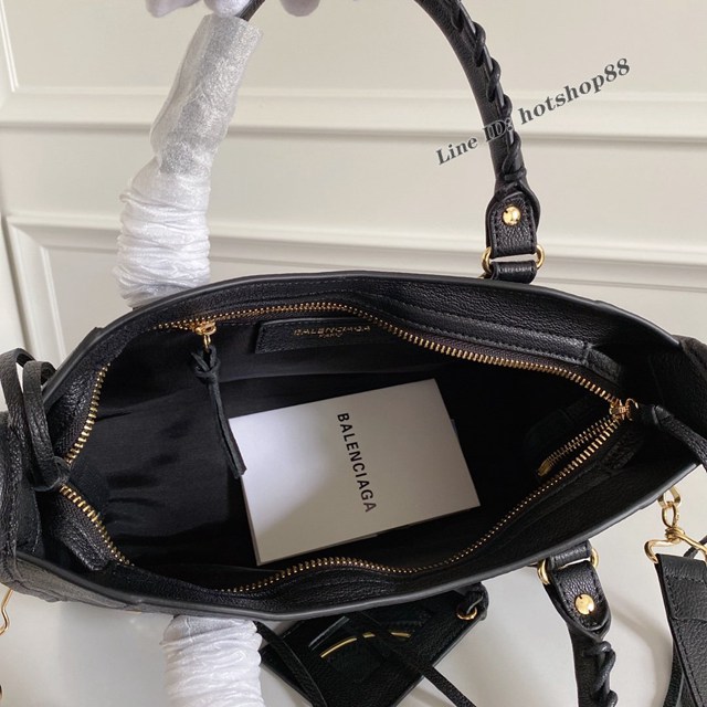 Balenciaga專櫃爆款金釘黑色義大利進口山羊皮中號機車包 巴黎世家原單經典手提機車包 fyj1757